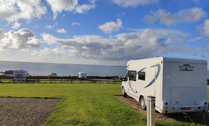 The whole campsite overlooks the Bay, so you will have a seaview on every pitch.